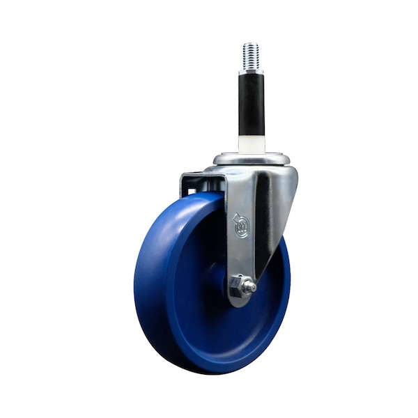 5'' SS Solid Poly Wheel Swivel 7/8'' Expanding Stem Caster